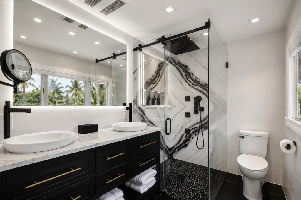 black and white bathroom remodel